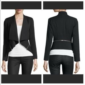 Yumi Kim Lucy Blazer Zipper Detail Wide Lapel Open Front Pockets Size Small